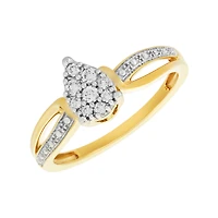 10K Yellow Gold Pear Head Bypass Diamond Ring