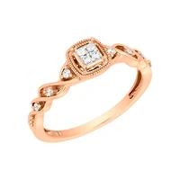 10K Rose Gold Cushion Halo Diamond Ring