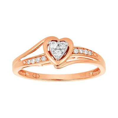10K Rose Gold Round Bypass Diamond Promise Ring