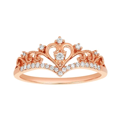 14K Rose Gold Tiara Amor Diamond Ring