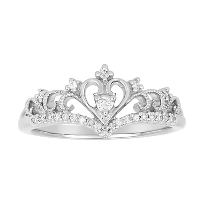 14K White Gold Tiara Amor Diamond Ring