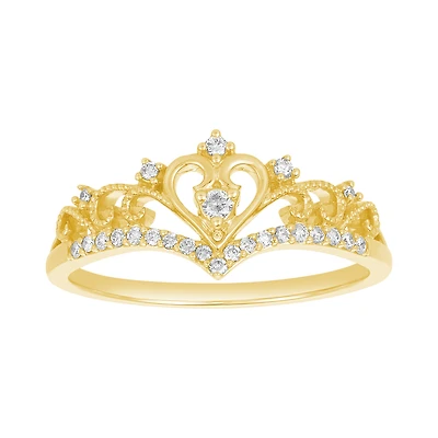 14K Yellow Gold Tiara Amor Diamond Ring