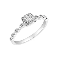 10K White Gold Emerald Shaped Promise Ring