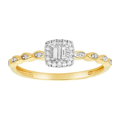 10K Yellow Gold Emerald Shaped Promise Ring