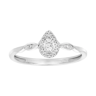 10K White Gold Pear Shaped Twisted Band Promise Ring
