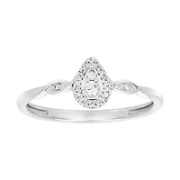 10K White Gold Pear Shaped Twisted Band Promise Ring