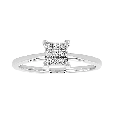 10K White Gold Princess Pave Promise Ring