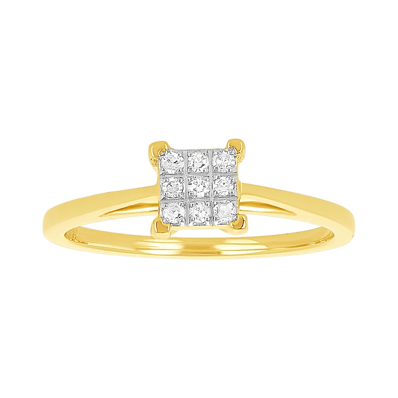 10K Yellow Gold Princess Pave Promise Ring
