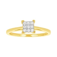 10K Yellow Gold Princess Pave Promise Ring