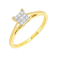 10K Yellow Gold Princess Pave Promise Ring