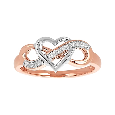 14K Gold Two-Tone Heart Infinity with Diamond Accent Ring