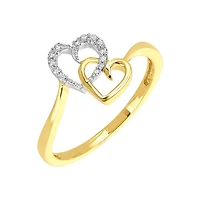 10K Yellow Gold Interlocked Hearts Diamond Ring