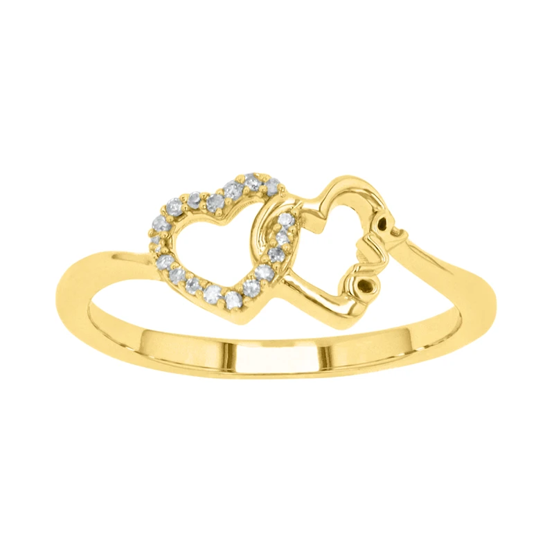 14K Yellow Gold Love Hearts Interlock Ring