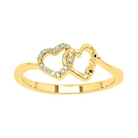 14K Yellow Gold Love Hearts Interlock Ring