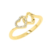14K Yellow Gold Love Hearts Interlock Ring