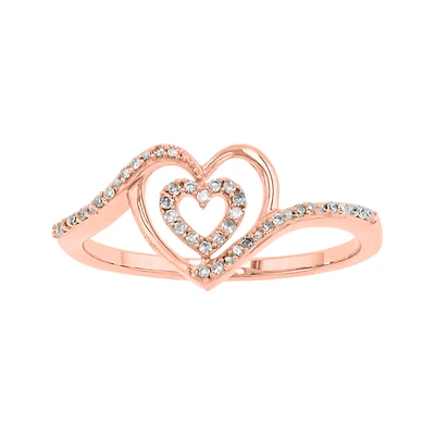 14K Rose Gold Two Heart Diamond Ring