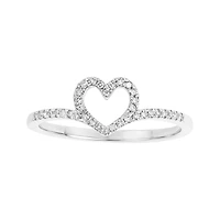 14K White Gold Diamond Heart V Band Ring