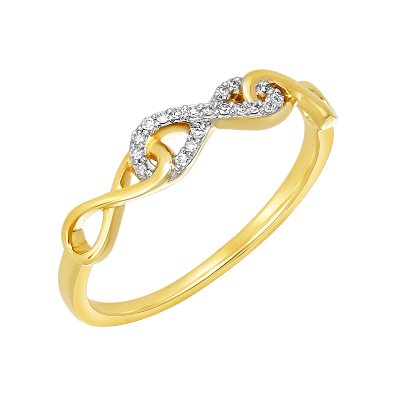 14K Two Tone Gold Infinity Diamond Promise Ring