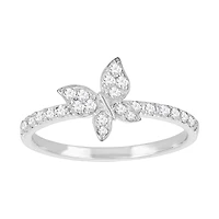 14K White Gold Diamond Butterfly Ring