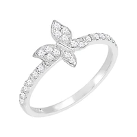 14K White Gold Diamond Butterfly Ring