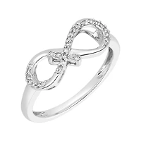 10K White Gold Cross Infinity Diamond Ring