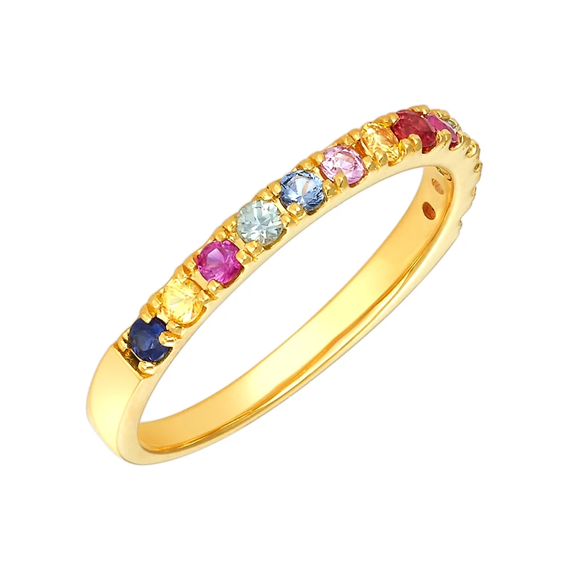 18K Yellow Gold 13 Sapphire Ring