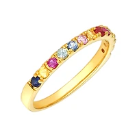 18K Yellow Gold 13 Sapphire Ring