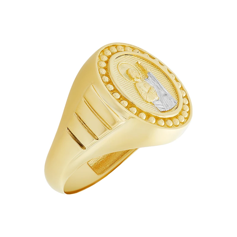 14K Two Tone Gold St. Jude Bead Design Ring