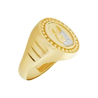 14K Two Tone Gold St. Jude Bead Design Ring