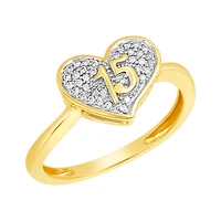 14K Two Tone Gold Heart "15" Quinceañera Diamond Ring
