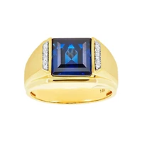 14K Yellow Gold Men's Square Sapphire Ring