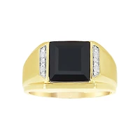 14K Yellow Gold Men's Square Onyx Ring