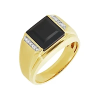 14K Yellow Gold Men's Square Onyx Ring