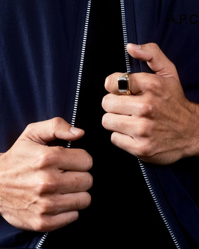 14K Yellow Gold Men's Square Onyx Ring