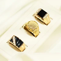 14K Yellow Gold Men's Square Onyx Ring