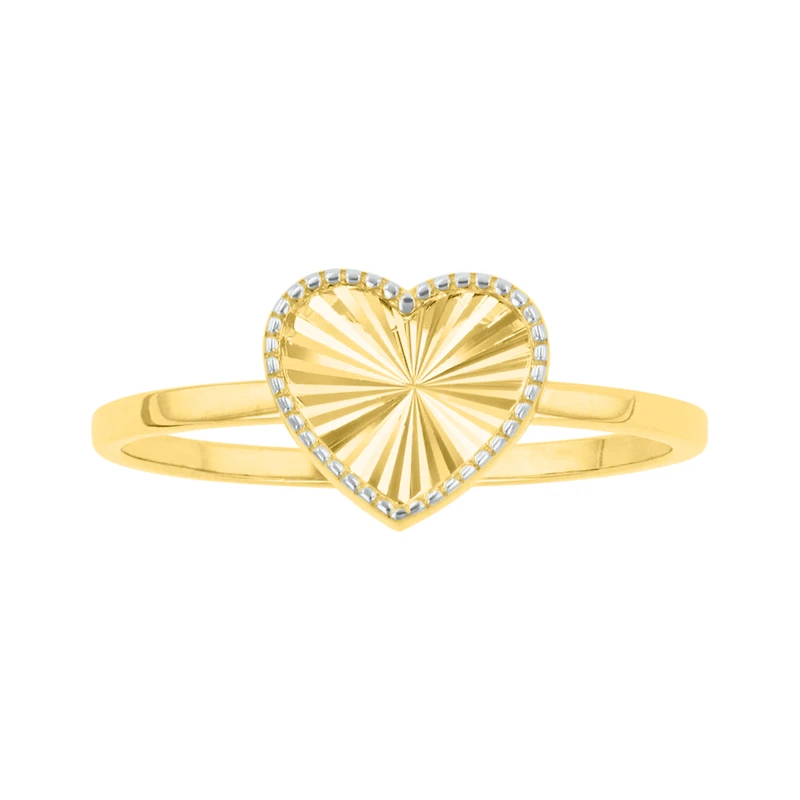14K Gold Two Tone Heart Ring