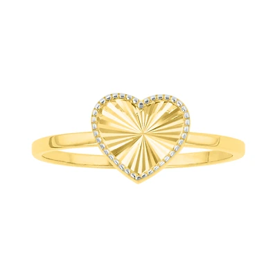 14K Gold Two Tone Heart Ring
