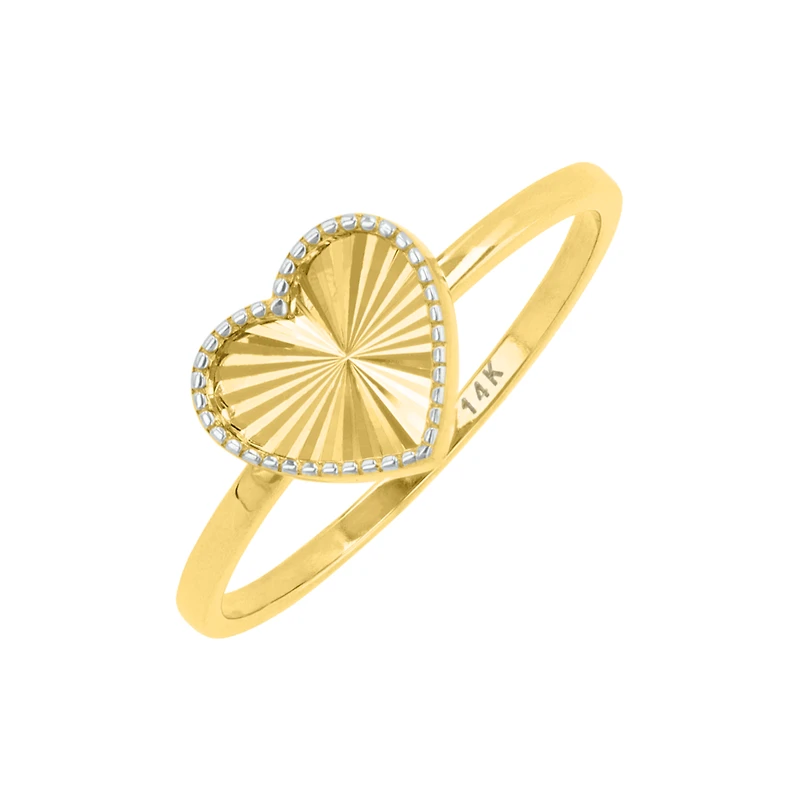 14K Gold Two Tone Heart Ring