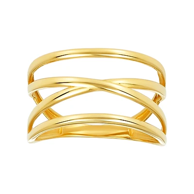 14K Yellow Gold Wire Design Wide Band