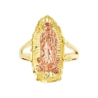 14K Two Tone Lady of Guadalupe Diamond Cut Ring