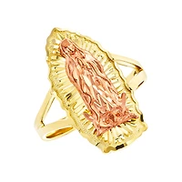 14K Two Tone Lady of Guadalupe Diamond Cut Ring