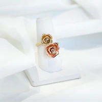 14K Gold Two-Tone Rose Bypass Ring