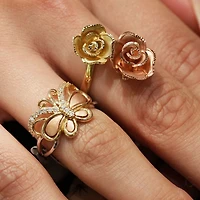 14K Gold Two-Tone Rose Bypass Ring
