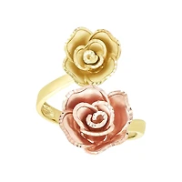 14K Gold Two-Tone Rose Bypass Ring