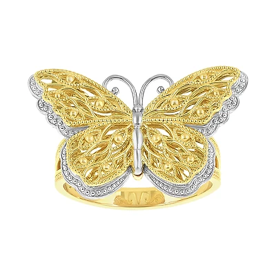 14K Gold Two-Tone Butterfly Ladies Ring