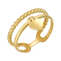 14K Yellow Gold Dangle Heart Design Ring