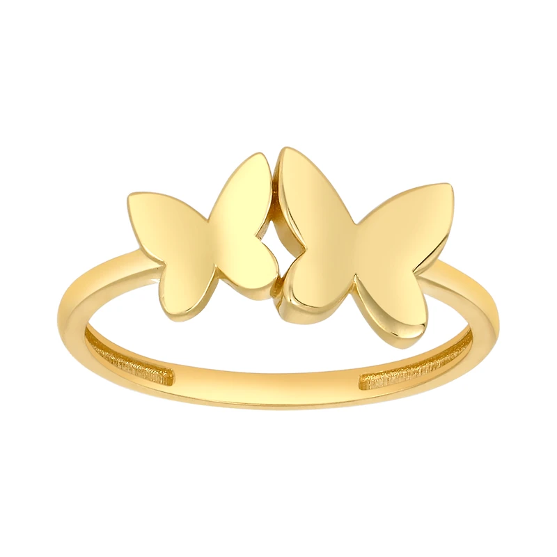 14K Yellow Gold High Polish Butterflies Ring