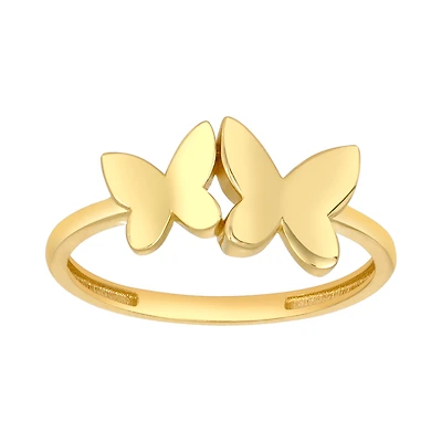 14K Yellow Gold High Polish Butterflies Ring
