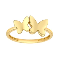 14K Yellow Gold High Polish Butterflies Ring