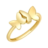 14K Yellow Gold High Polish Butterflies Ring